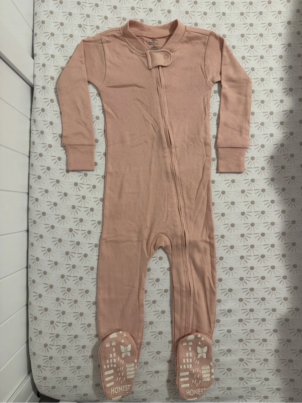NWT 2 Piece set Honest Co. Baby Footed Sleepers - Pink & Multi Dot